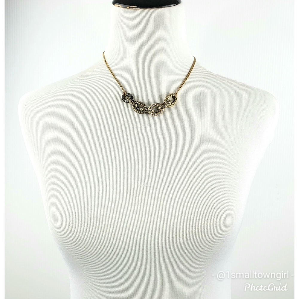 J. Crew multi-color pave stone link necklace 9" - Picture 2 of 8